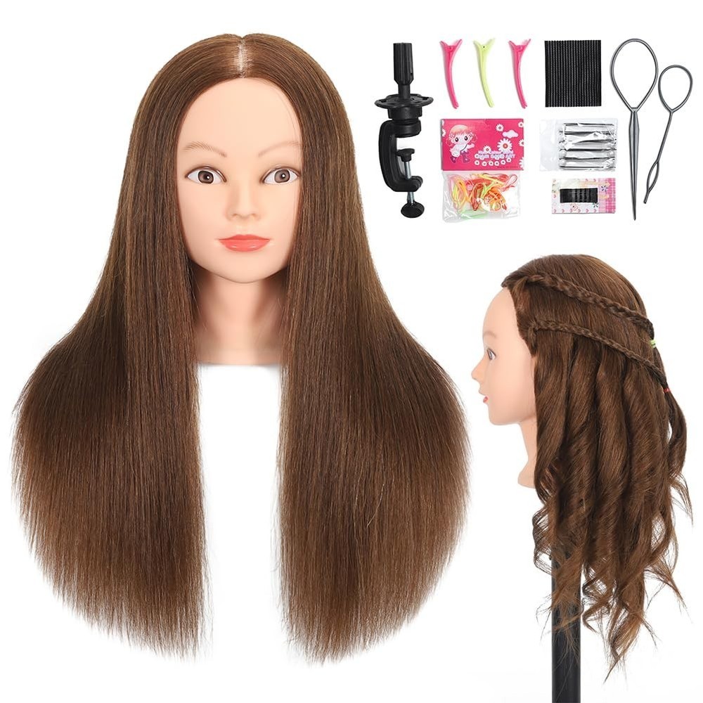 Cosmetology Training Doll Head with Human Hair