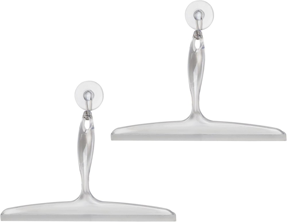 Plastic Bath Squeegee for Glass with Suction Hook Holder – 12", Clear