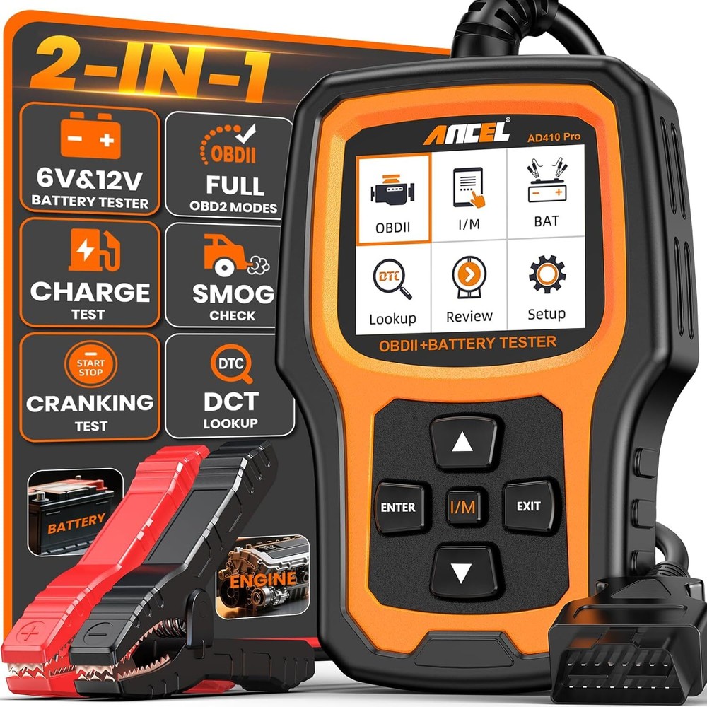 ANCEL AD410 PRO OBD2 Scanner Code Reader 6V 12V Automotive Battery Load Tester
