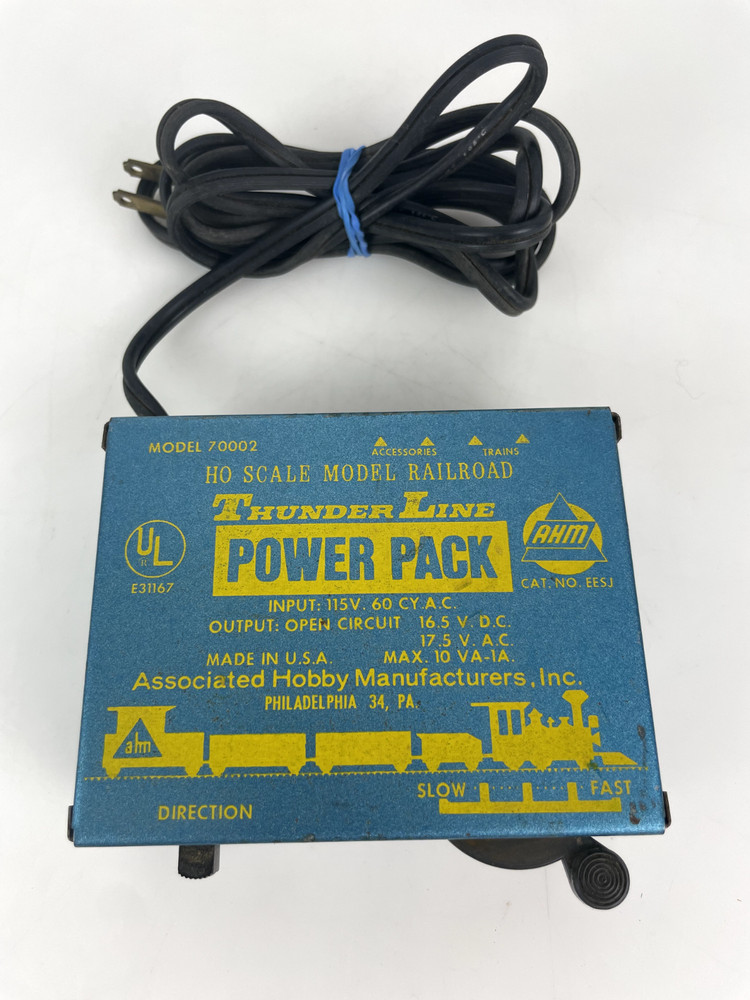 AHM HO Model 70002 HO Thunder Line Train Transformer Output 12 VDC, 16 VAC, A