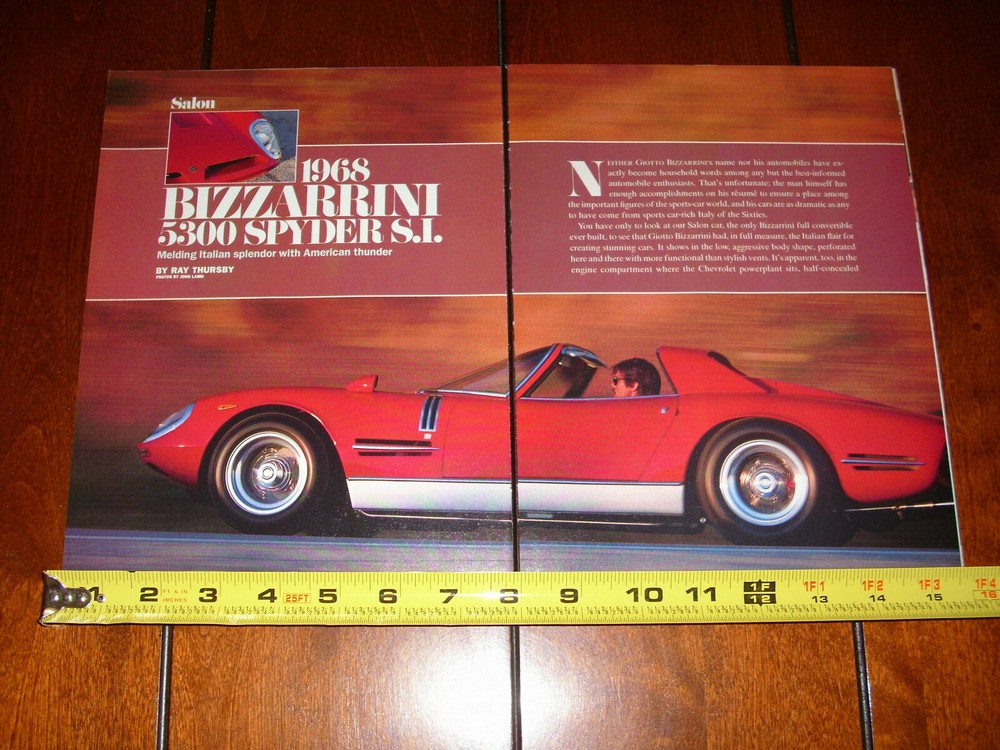 1968 BIZZARRINI 5300 SPYDER S.I. ORIGINAL1989 ARTICLE