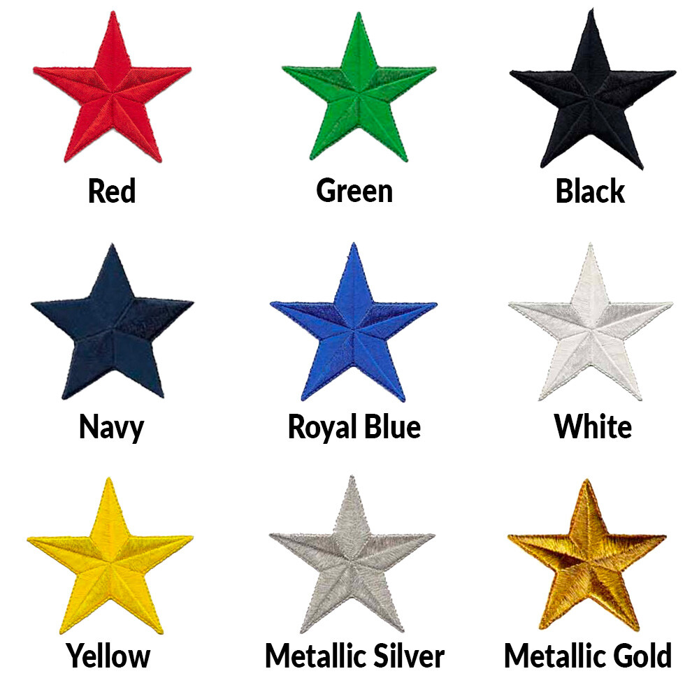 Star Patches (5 Pack) Star Embroidered Iron On Patch Appliques - 3"