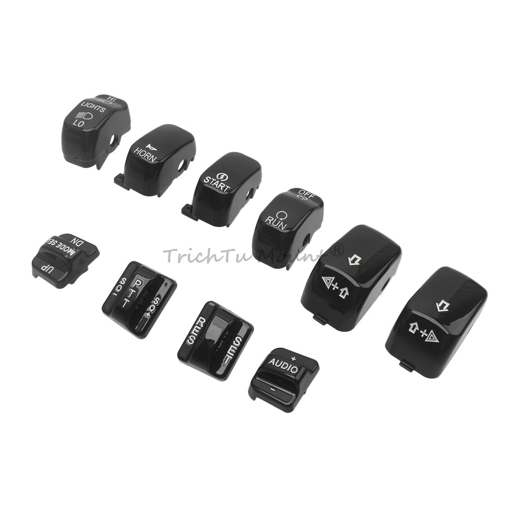 For Harley Road Glide FLTR FLTRU 10PCS Hand Control Switch Button Covers Chrome