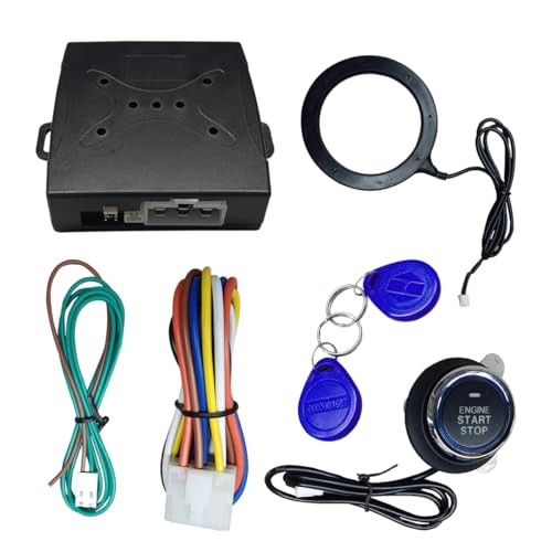 Car Push Engine Start Button Kit, DC12V Automotive Keyless Go System Black