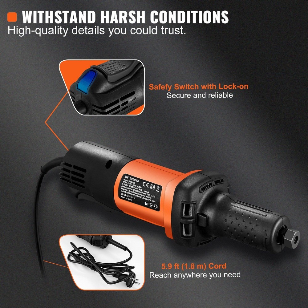 Compact Die Grinder 820W 7000-30000RPM Variable Speed Double Collets