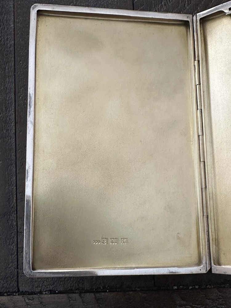 .925 Solid Sterling Silver Gilded Gold Cigarette Case, 5” Long, 179 Grams
