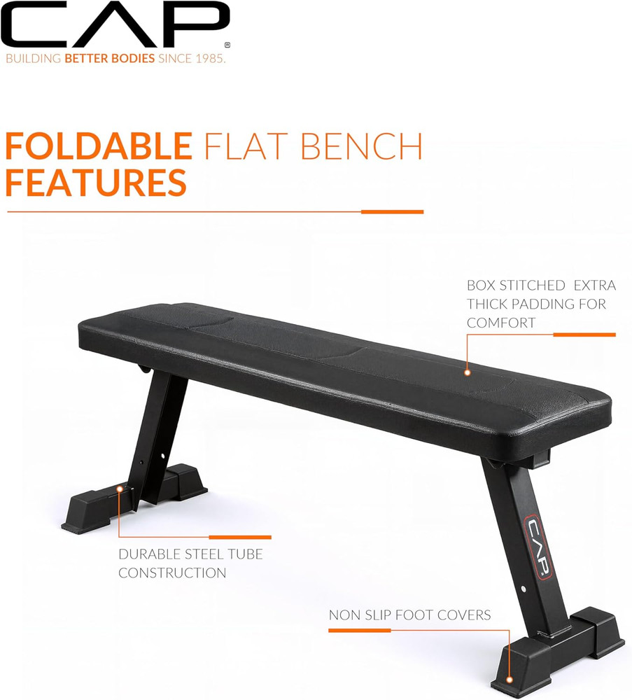 Foldable Flat Weight Bench | Folding Workout Bench with Steel Frame, Thick Box-S