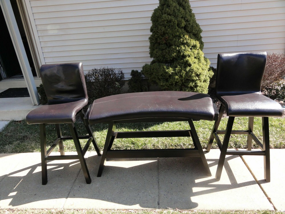2 Bar Stools with Bar Bench. Wrap Around Bar Set. Local pickup only.