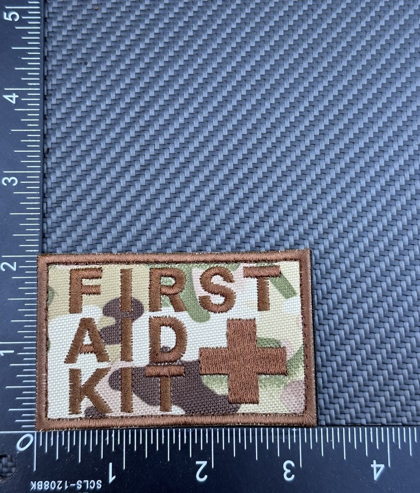 First Aid Kit Medic Logo Embroidered Tactical Patch Hook Loop Multicam