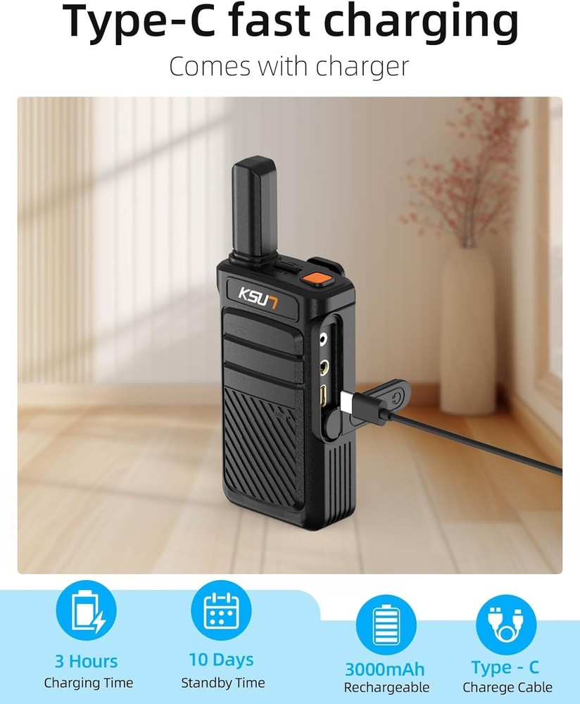 Wireless Intercom System Home Walkie Talkie Long Range Rechargeable Battery