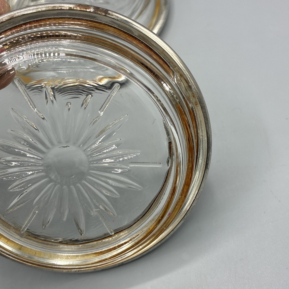 Set of 4 Silver Plated Glass Coaster -Read