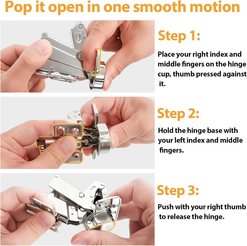 Adjustable 175° Soft-Close Hinges for Frameless Cabinets – 2 Pack, Easy Install