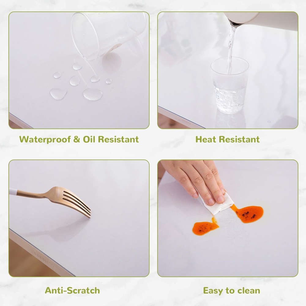 28 x 48 Inch Clear Table Cover Protector, Clear Table Protector for Dining Ro...