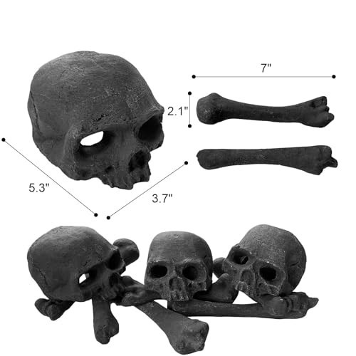 9 Pcs Fireproof Ceramic Skull Logs for Fire Pit, Bonfire, Campfire & Halloween D