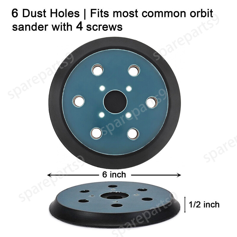 6" 6 Hole Orbit Sander Backing Pad for Ridgid R2611 Hook and Loop Sanding Pad