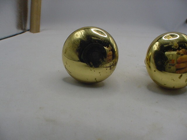 SIX 1-1/4" Solid Brass Spun turned knob desk small cabinet pull handle used