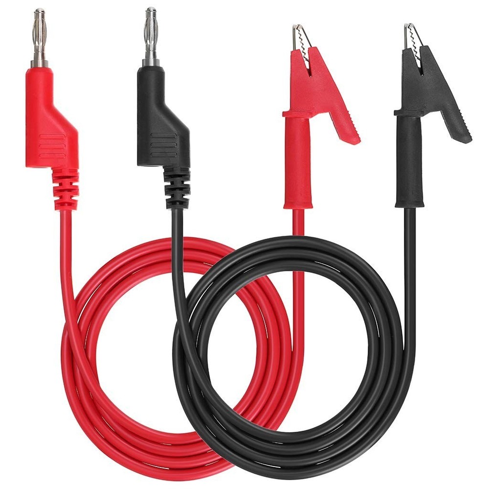 Stackable Banana Plug to Alligator Clip Probe Cable 1M for Electrical Testing