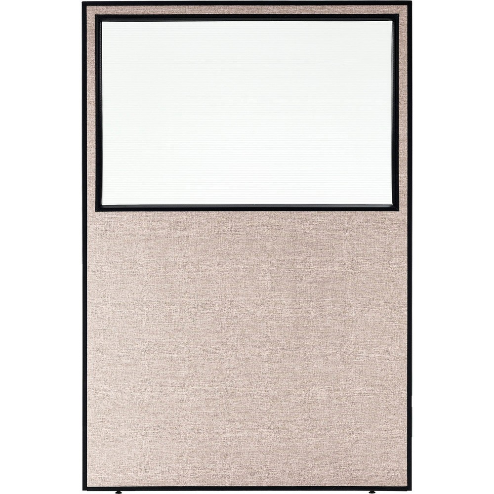 Office Partition Panel With Partial Window 48-1/4"W x 96"H Tan
