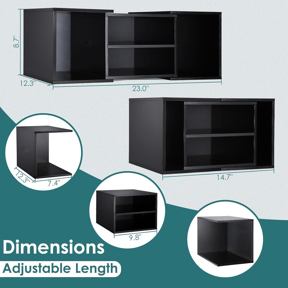 Large Printer Stand, Adjustable Printer Table with Storage, 2-Tier Printer Riser