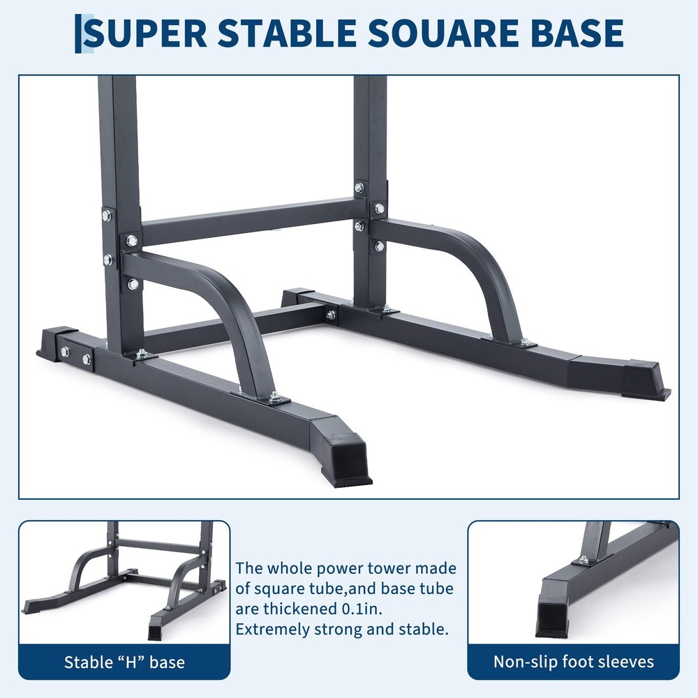Adjustable Power Tower Pull Up Bar Dip Station Multi-Function Home Gym Workout