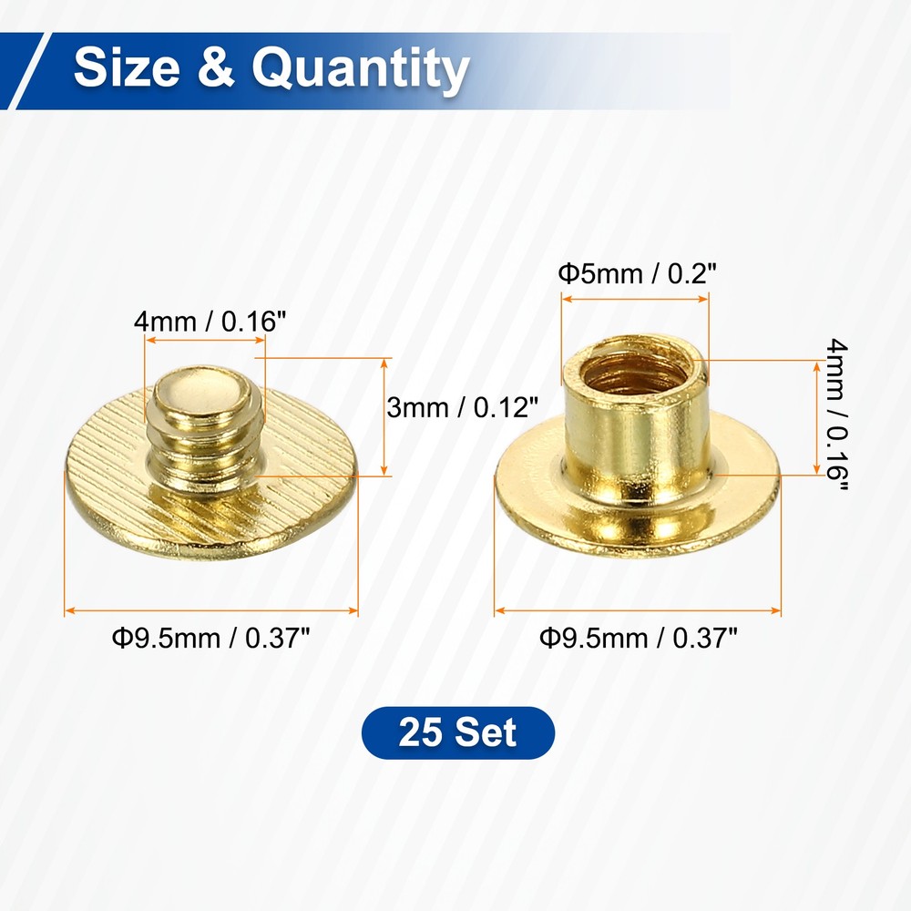 25set Phillips Chicago Screw M5x4mm Binding Post Screw, Gold