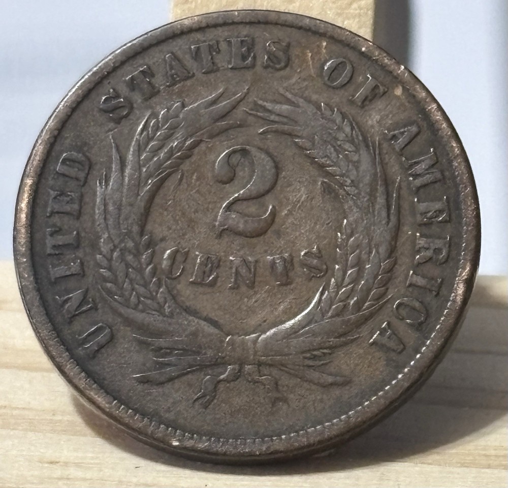 1868 US Mint 2 TWO Cent Piece Fine