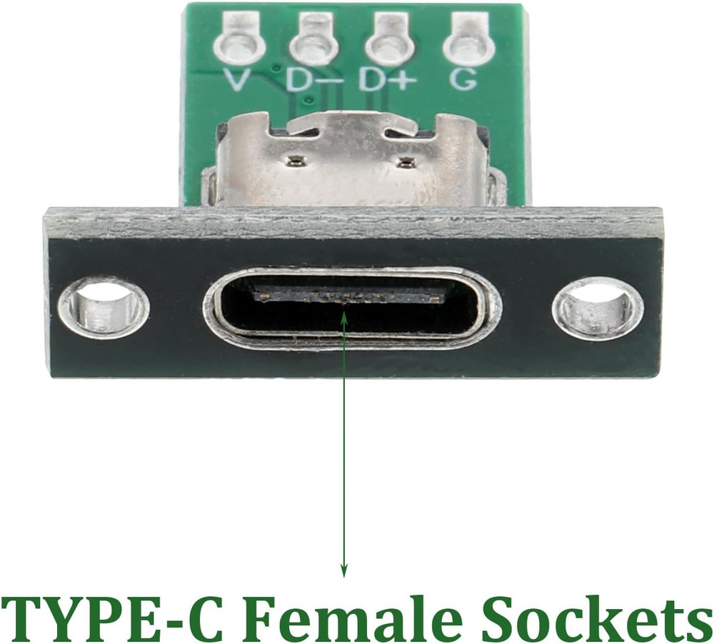 10 Pcs USB C Panel Mount Connector DIY Type C Female Socket Connector Panel Moun