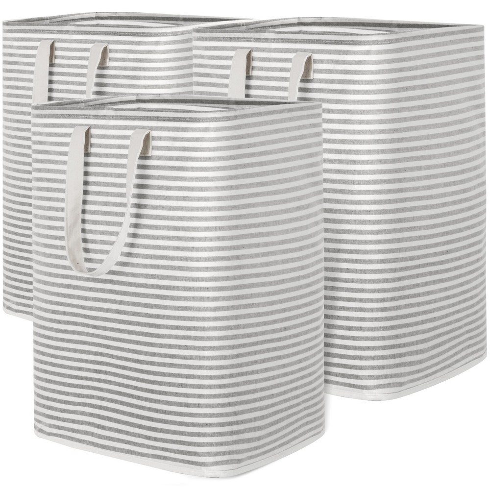 3 Pack Collapsible Laundry Hamper with Handles, Freestanding and Waterproof