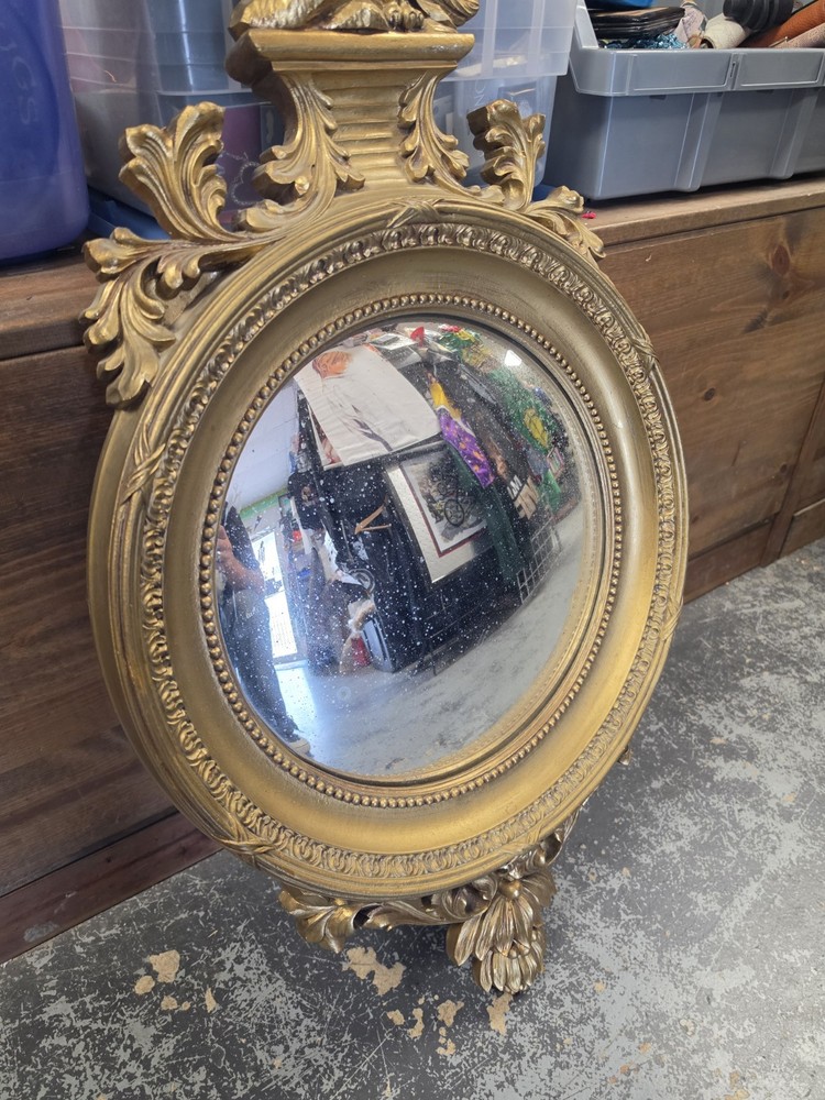 Antique Regency Convex Mirror With Eagle
