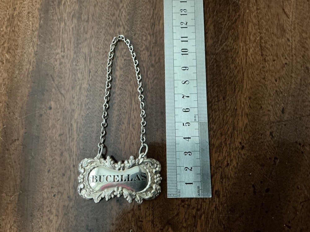 ANTIQUE SILVER PLATED WINE LABEL BOTTLE TICKET