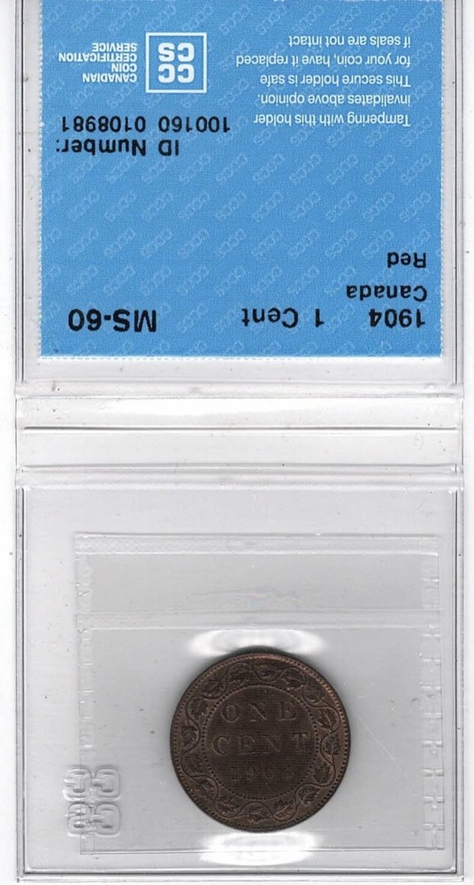 1904 Canada 1 Cent - CCCS MS60 - 0108981