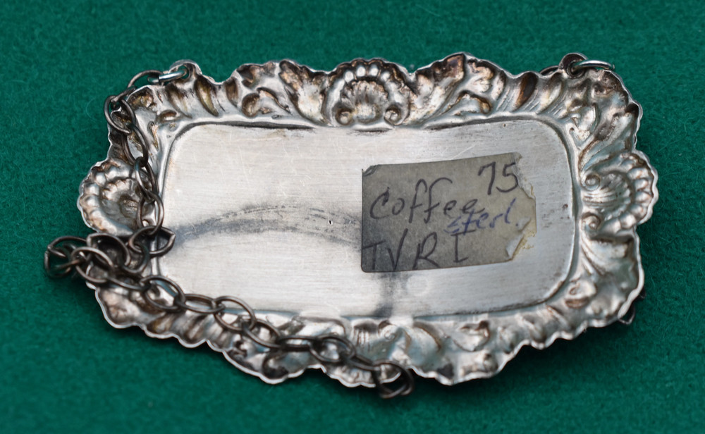 925 Sterling Silver Sanka Decanter Label