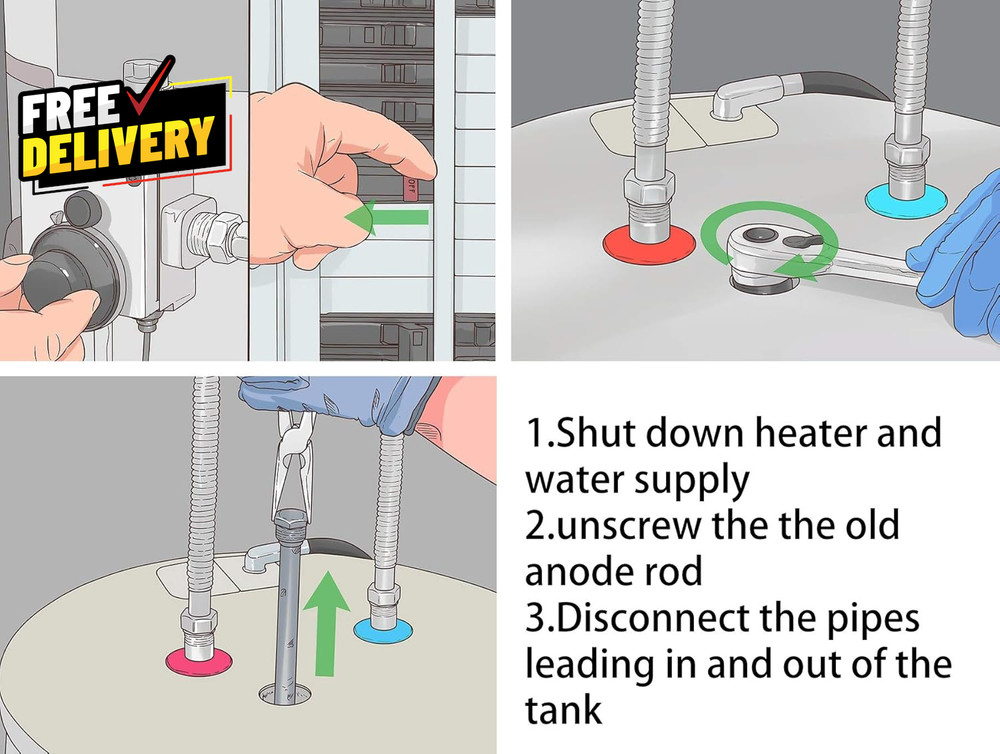 44" Aluminum Zinc Anode Rod for Water Heater with Hex Socket Tool & Teflon…
