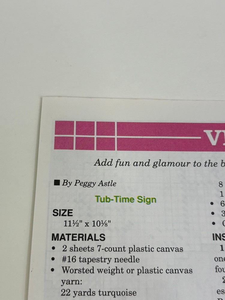 Victorian Bath Set 4 Designs Needlepoint Plastic Canvas Pattern Magazine Pages