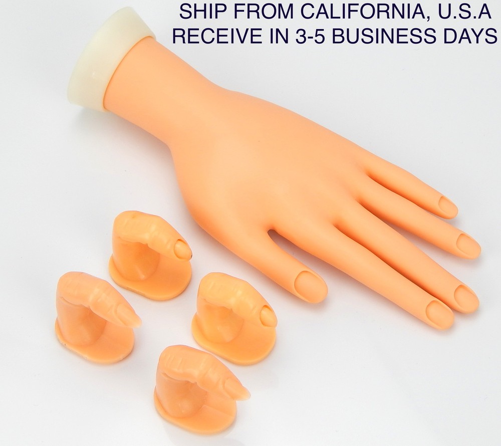 MOVABLE PRACTICE HAND WITH 4 FINGERS NAIL ART DISPLAY