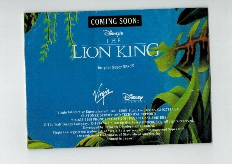 Gameboy The Jungle Book Instructions Only