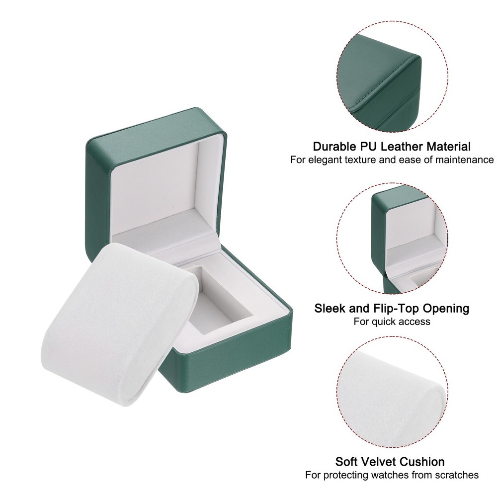 Single Watch Case, PU Leather Watch Storage Box, Green,