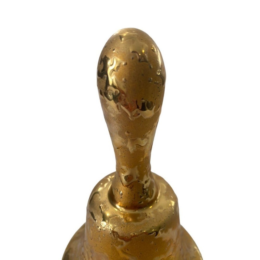 Vintage Gold Textured Hand Dinner Bell Ceramic Base