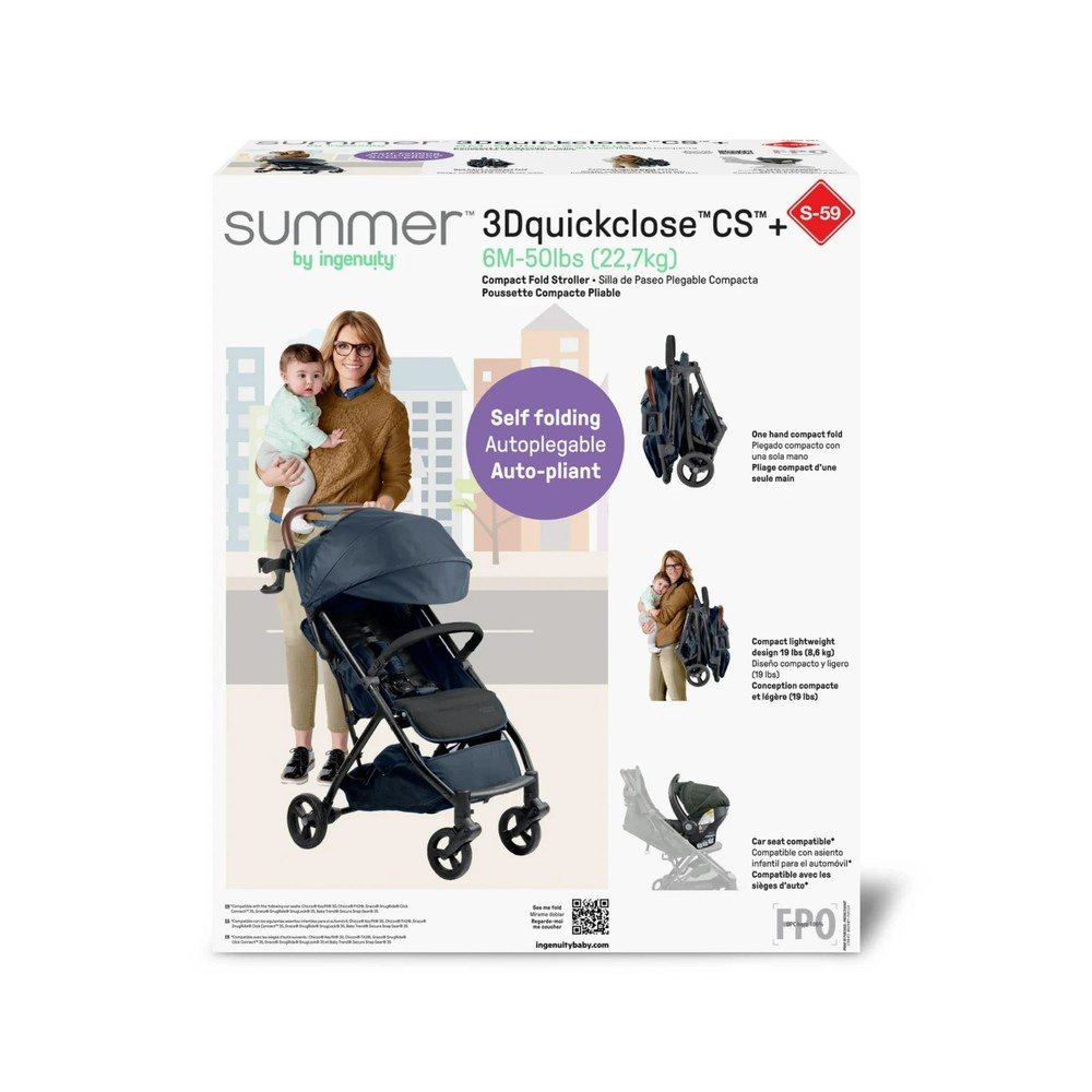 Summer Infant Ingenuity 3D quickclose CS+ Compact Fold Stroller Lightweight NAVY