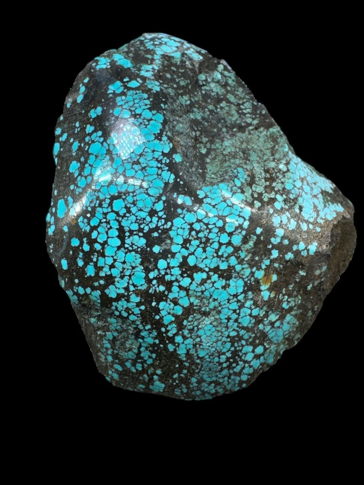 Hubei turquoise rough , solid spiderwebs  nuggets in blue