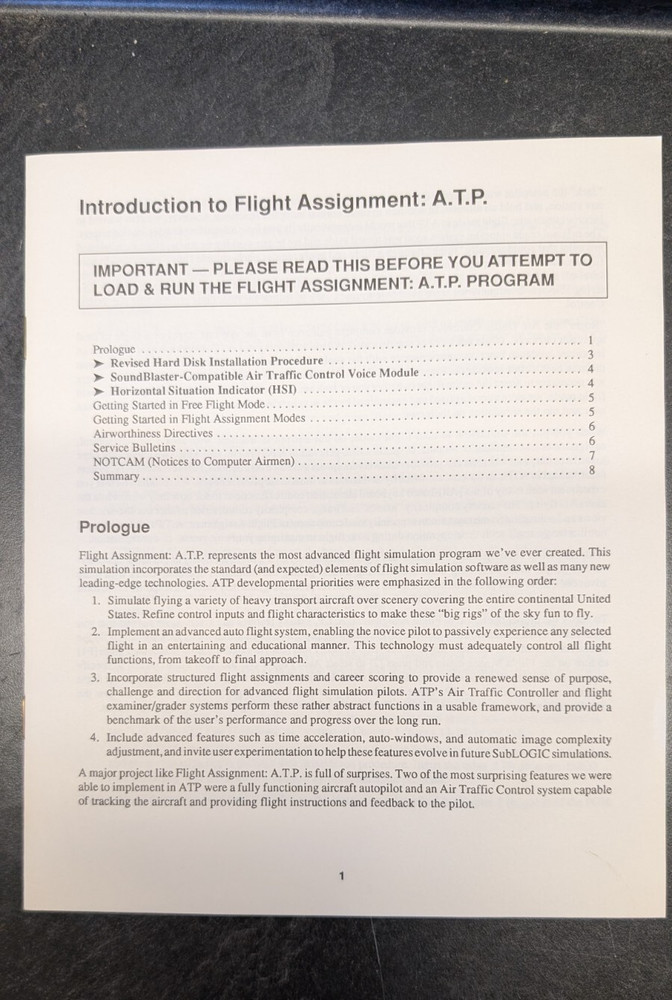 Flight Assignment | A.T.P. | COMPLETE with original sales receipt