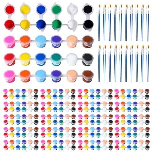 Mini Acrylic Paint Set - 25 Pack - PCS Kids Paint Kit - Container Strips - 350