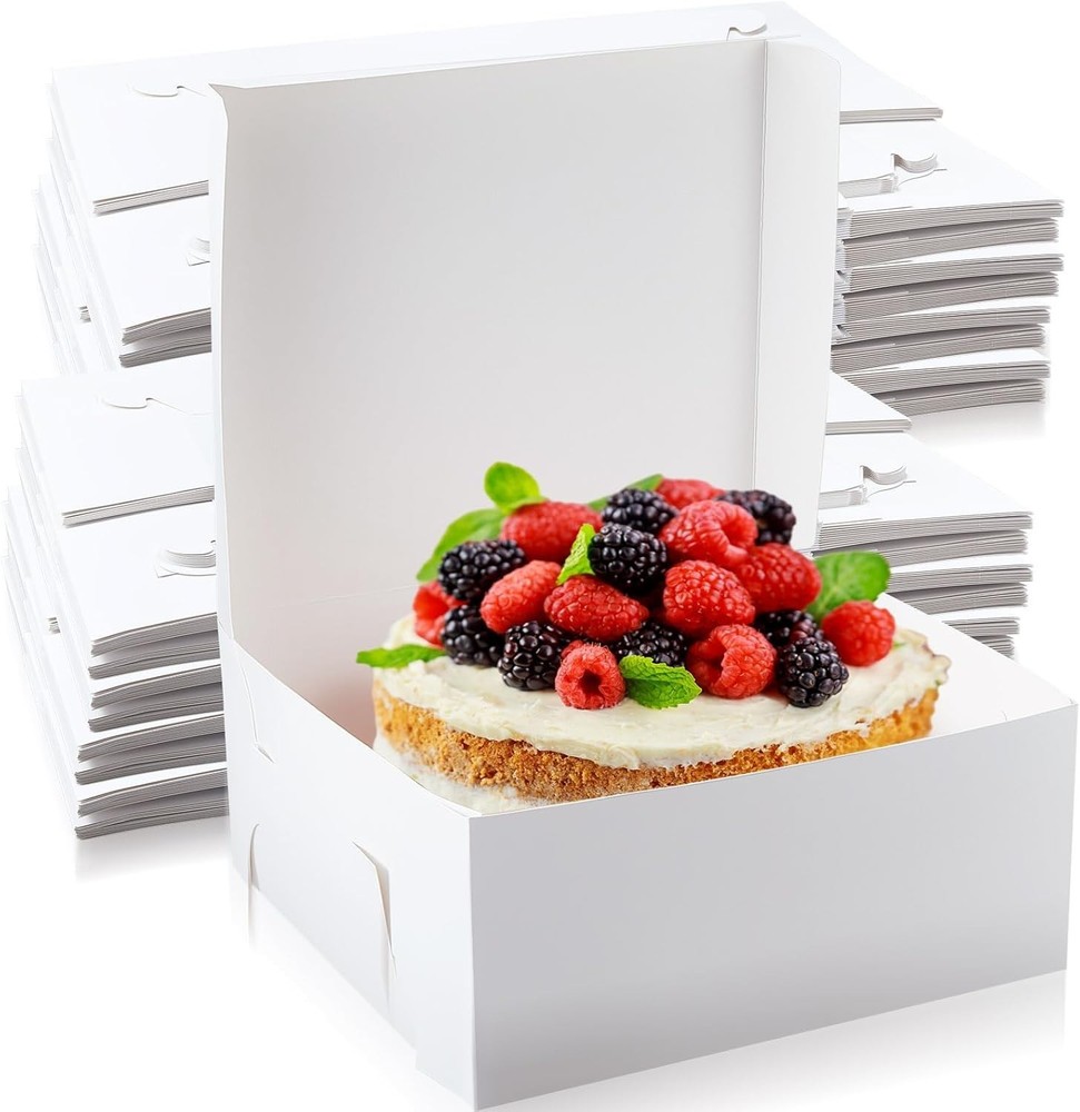 New 50 Pack White Cake Boxes 14"x14"x6" Bakery Pastry Storage
