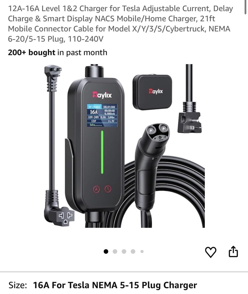 Raylix EV Portable Charger for Tesla