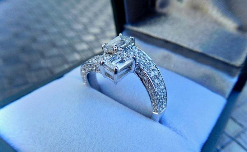 2 Big Baguette Solid 925 Sterling Silver Ring RSG 358