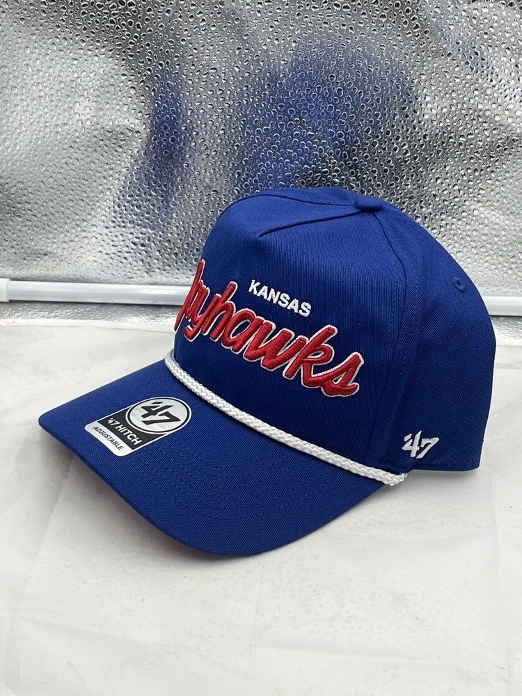 Kansas Jayhawks NCAA '47 Brand Blue Script Hitch Rope Adjustable Snapback Hat