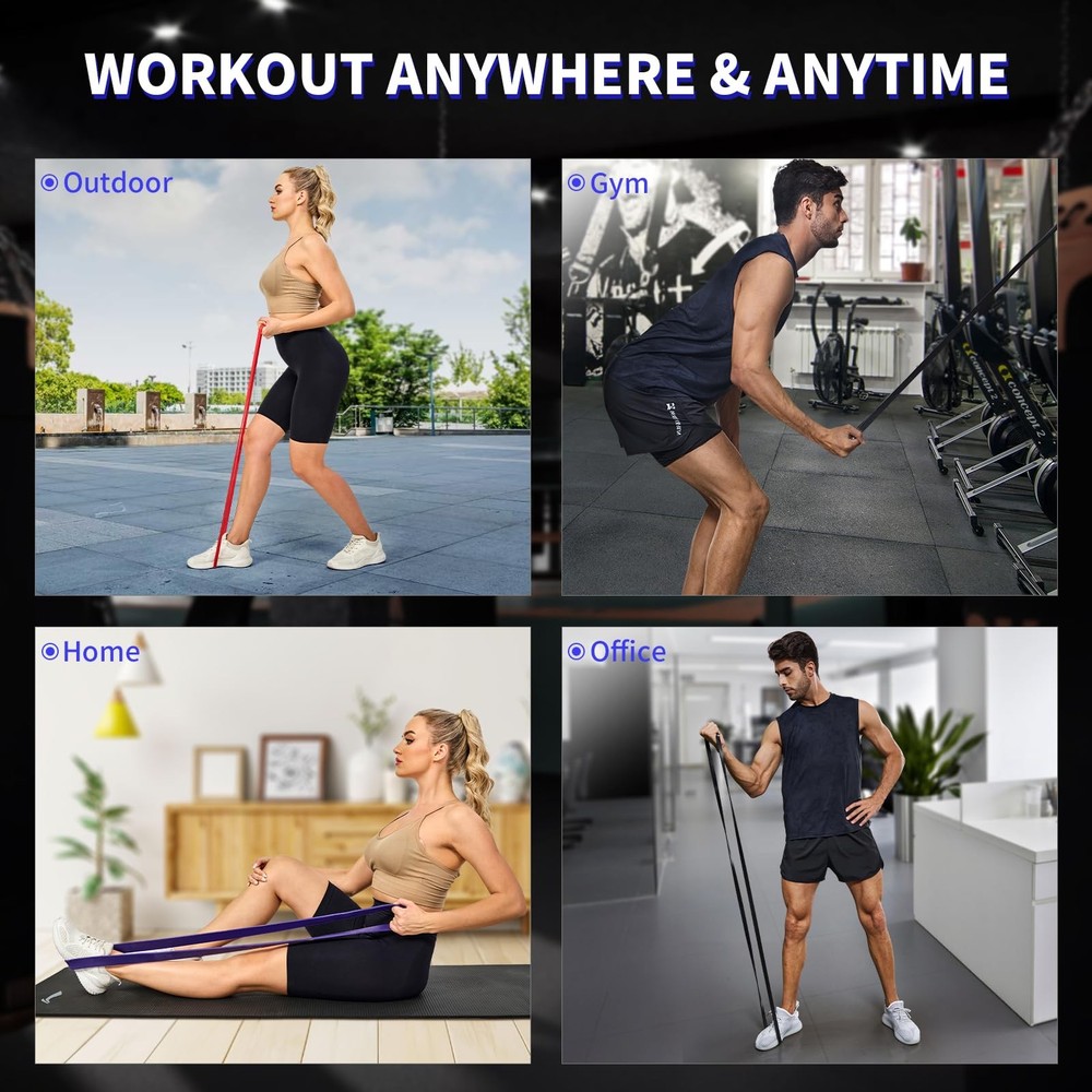 Pull Up Assistance Bands Set 5 LBS - 90 LBS, Long Resistance Bands for Pull Ups