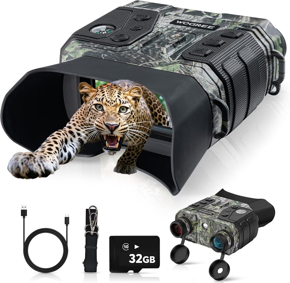 Compact 4K Night Vision Binoculars with Infrared & Manual Focus for Security