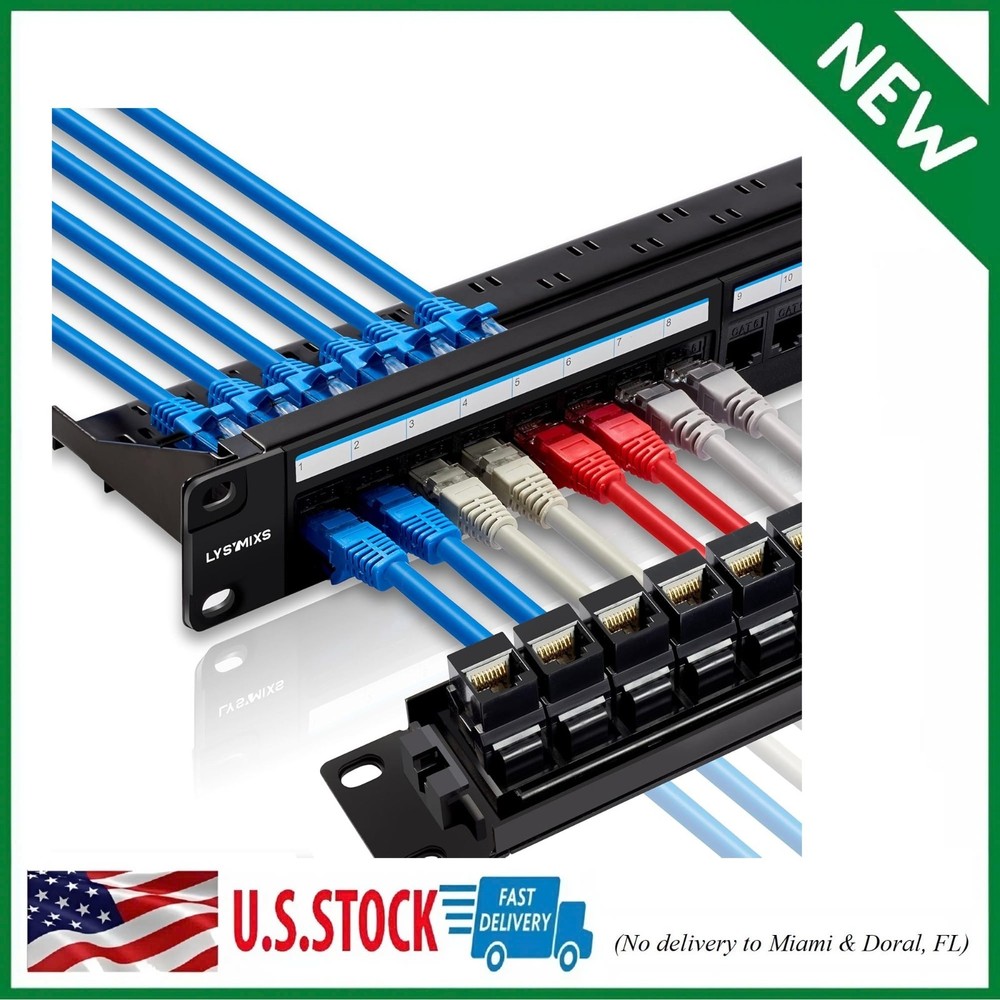 24 Port Rj45 Patch Panel Cat6 Feed Through Coupler Network Patch Panel 19 Inch I