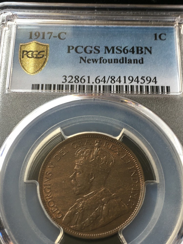 1917c  PCGS  Graded Newfoundland Large One Cent **MS-64** #4594